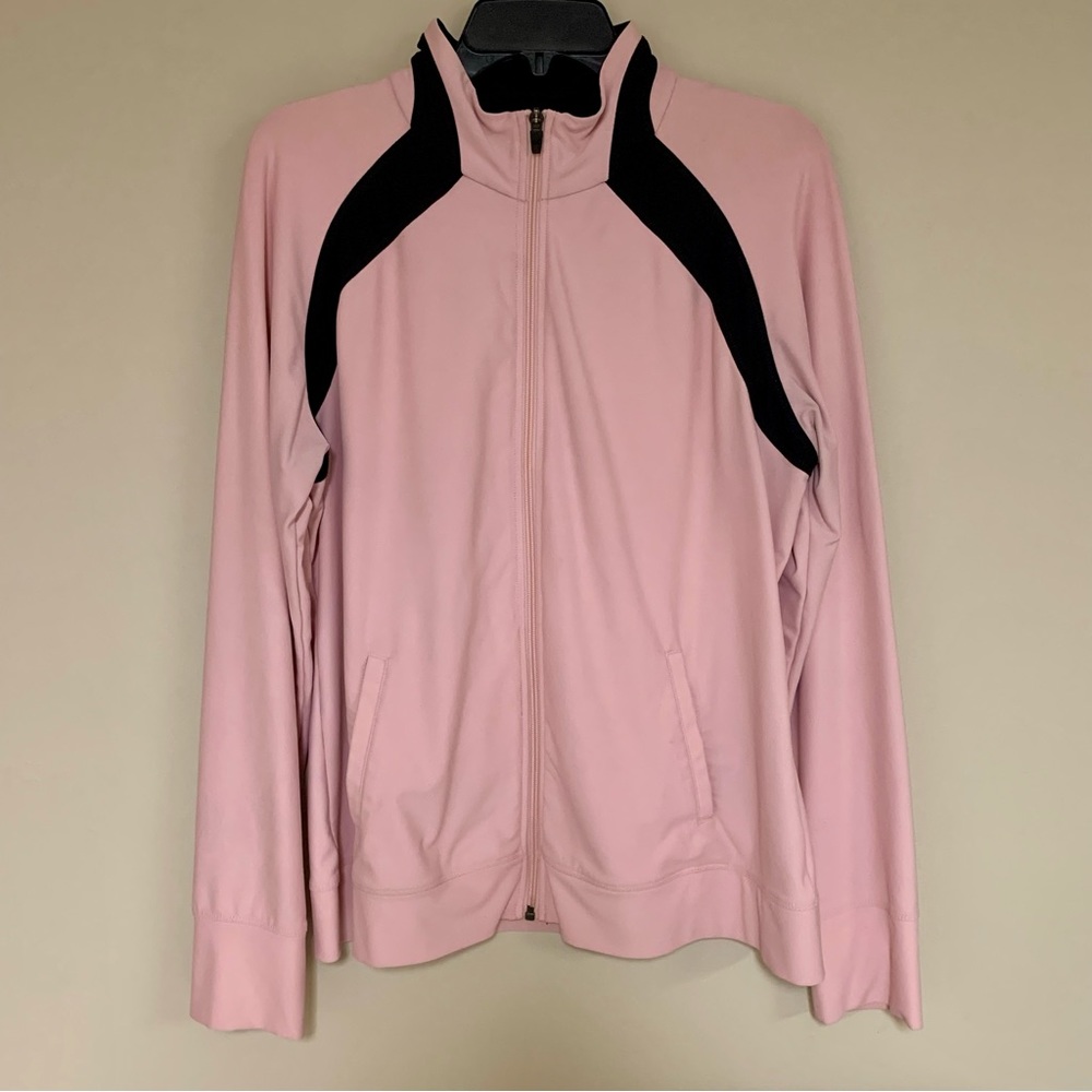 Light Pink and Black Sporty Zip-Up Jacket
